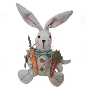 Adorable Easter Bunny Plush with Carrot and Bow Tie